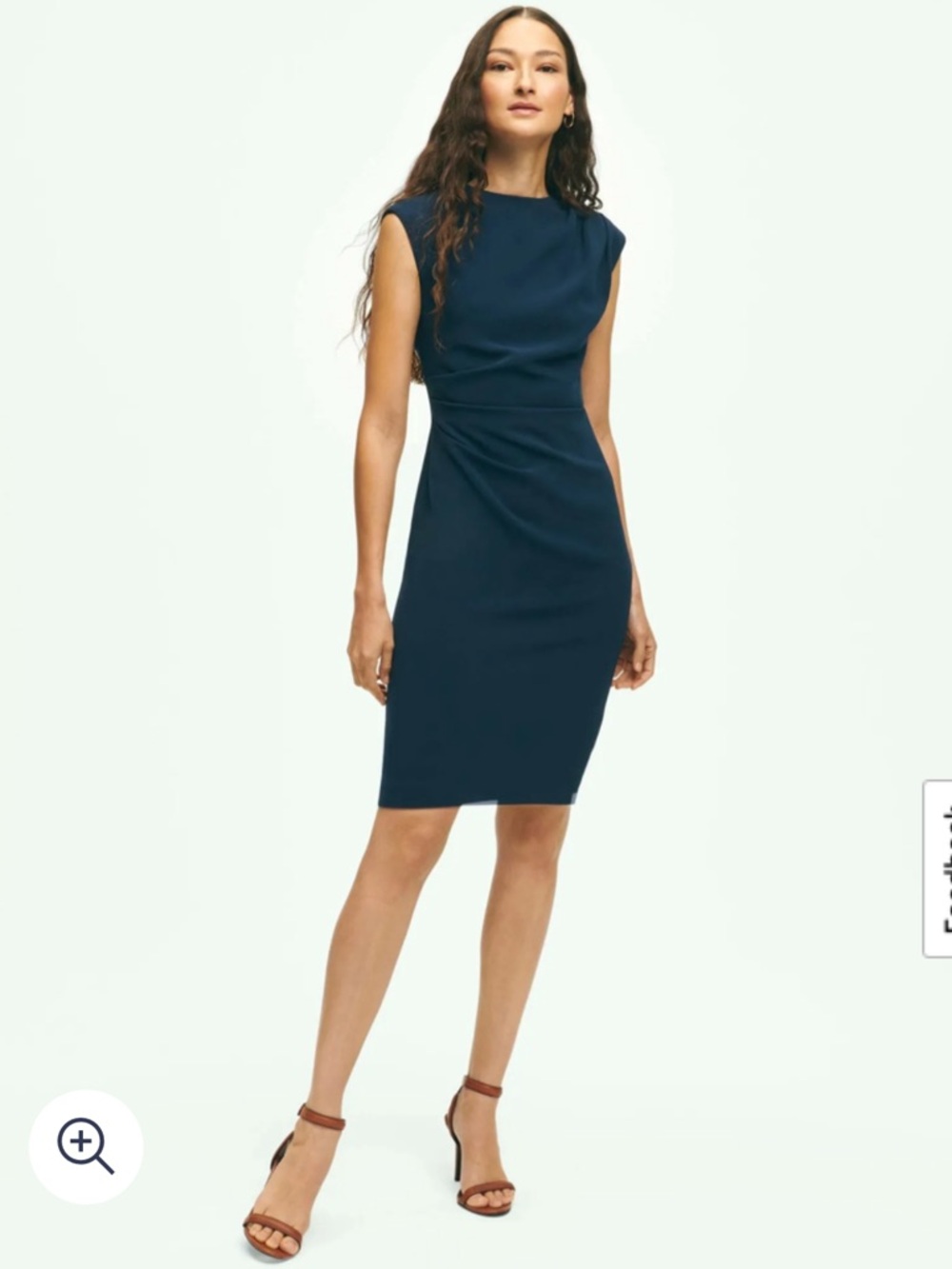 Brooks Brothers Navy Cap-Sleeve Crepe Sheath Midi Dress